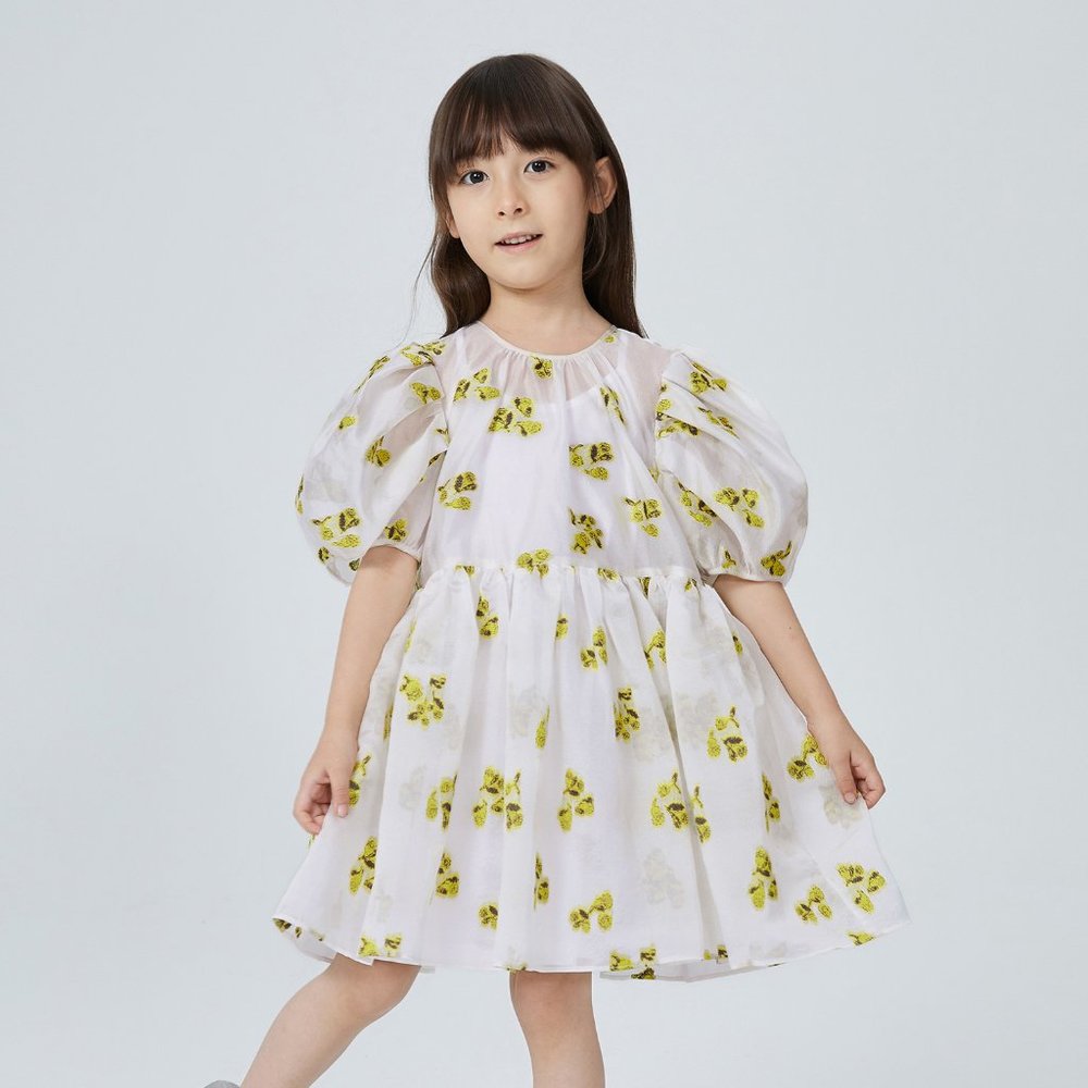 JNBY Girl's Floral Embroidered Overlay Dress